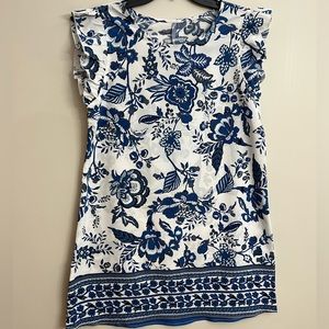 Floral print ruffle sleeve dress